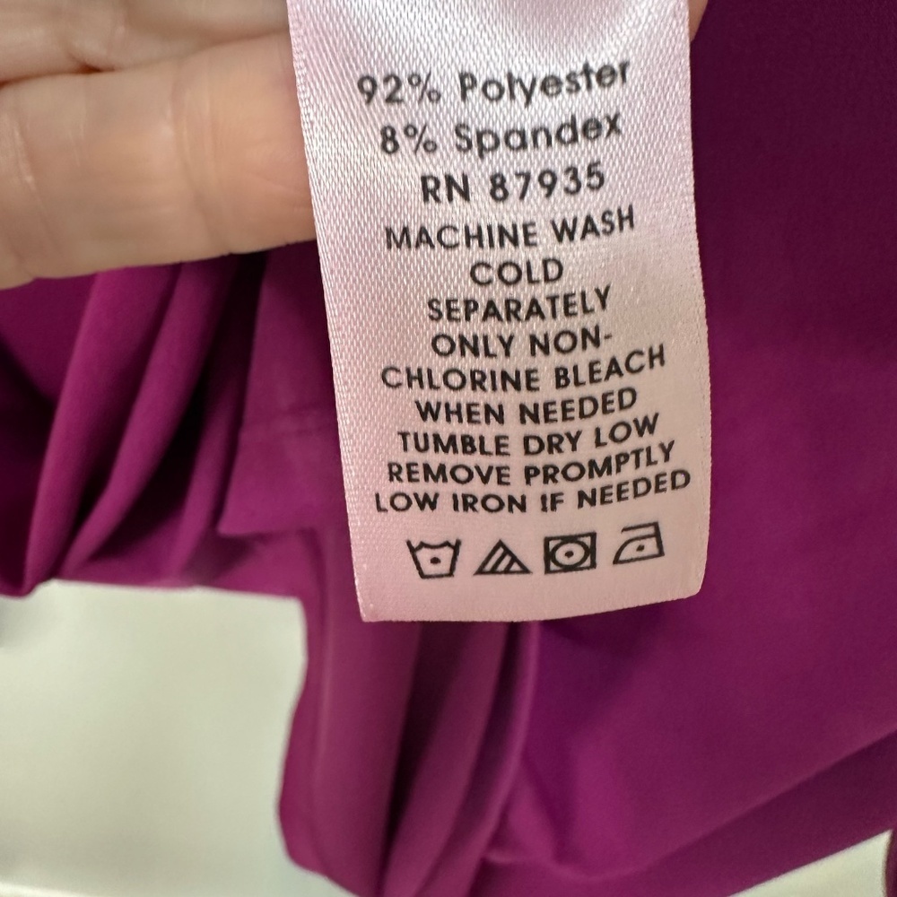 SUSAN GRAVER Solid Dark Pink / Purple Liquid Knit 3/4 Sleeve Top, Small, GUC - Picture 6 of 10